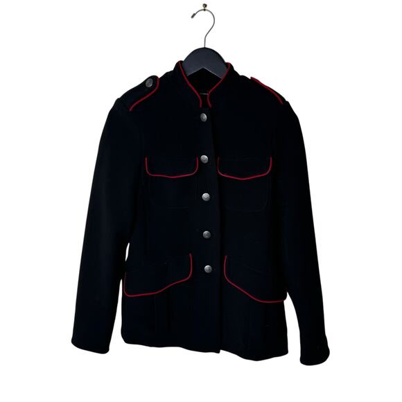 ZARA Military Blazer Jacket Black Red Size XS Style 1255/245/800 - Picture 1 of 10